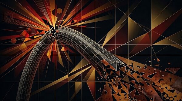 不自然な負荷によりロッドが破損するリスクを表す幾何学調イメージイラスト