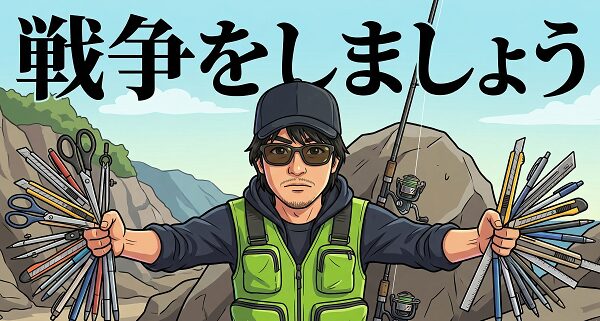 運営者のナバが文房具を持って「戦争をしましょう」と言っているイラスト