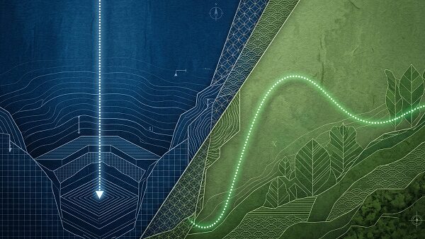 和モダン&幾何学調の融合イラスト。テンションフォールとフリーフォールの使い分けを抽象的に表している。