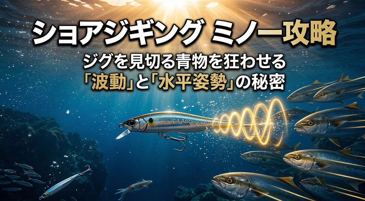 ショアジギングのミノー攻略記事のアイキャッチ。