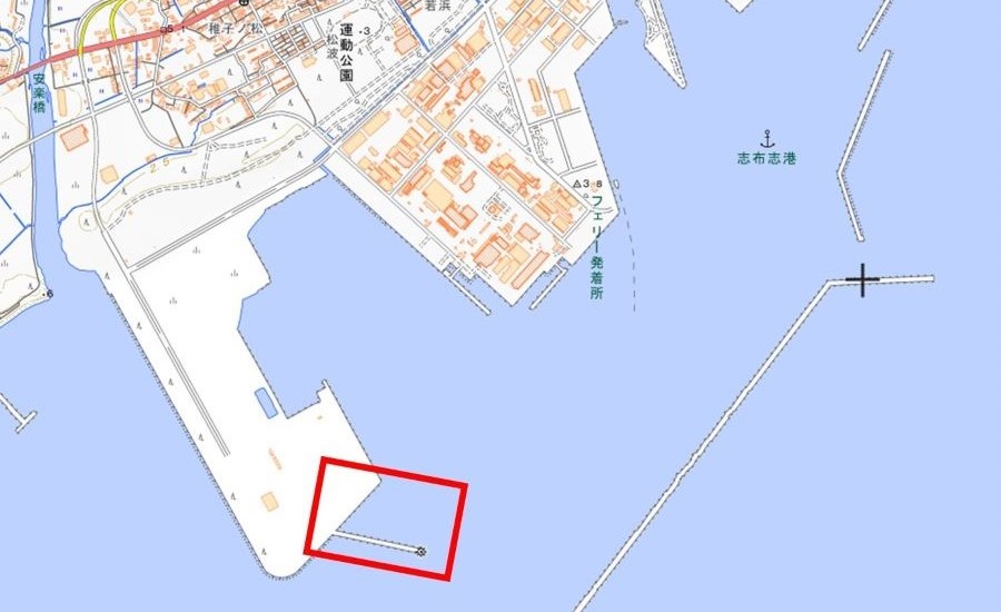 志布志港の地図。公式の案内サイトより引用。