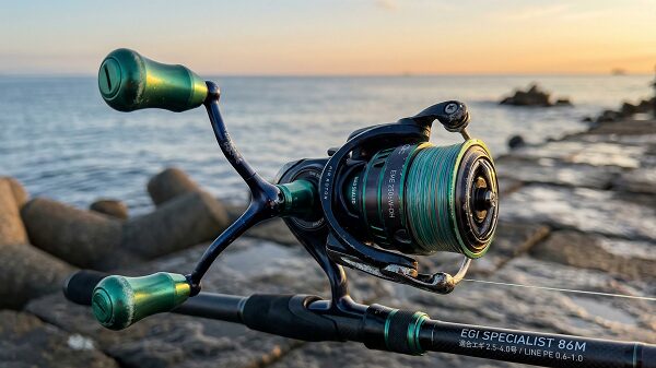 エギングタックル(リールとロッド)のイメージイラスト