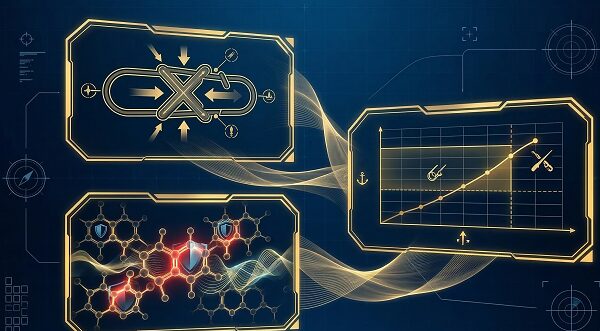 スナップの性能を分析している様な幾何学調イメージ図
