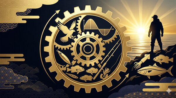 抽象画イラスト。ロジックを備えることで釣果が伴うことを示している。